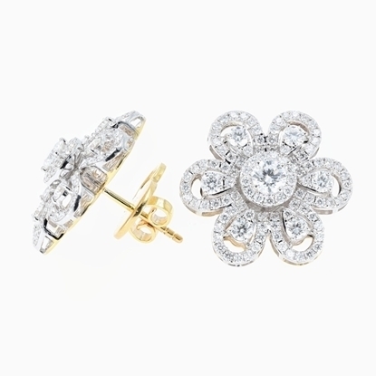 Picture of 18K White Gold Diamond Brilliant Cut Floral Stud Earrings